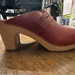 L.L. Bean Red Leather Mules